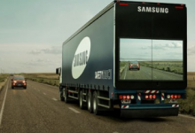 三星的安全卡车概念使用前置摄像头和四个后置显示屏来防止碰撞