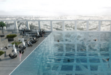 TommasoBernabòSilorata在两个相匹配的摩天大楼之间提议的绿化泳池