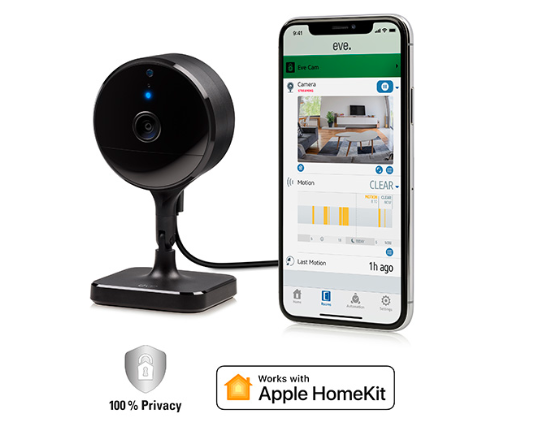 Eve Cam是一款注重安全性的相机，支持Apple的HomeKit安全视频