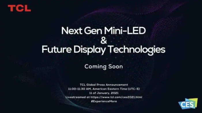 TCL在CES 2021上展示下一代Mini-LED技术