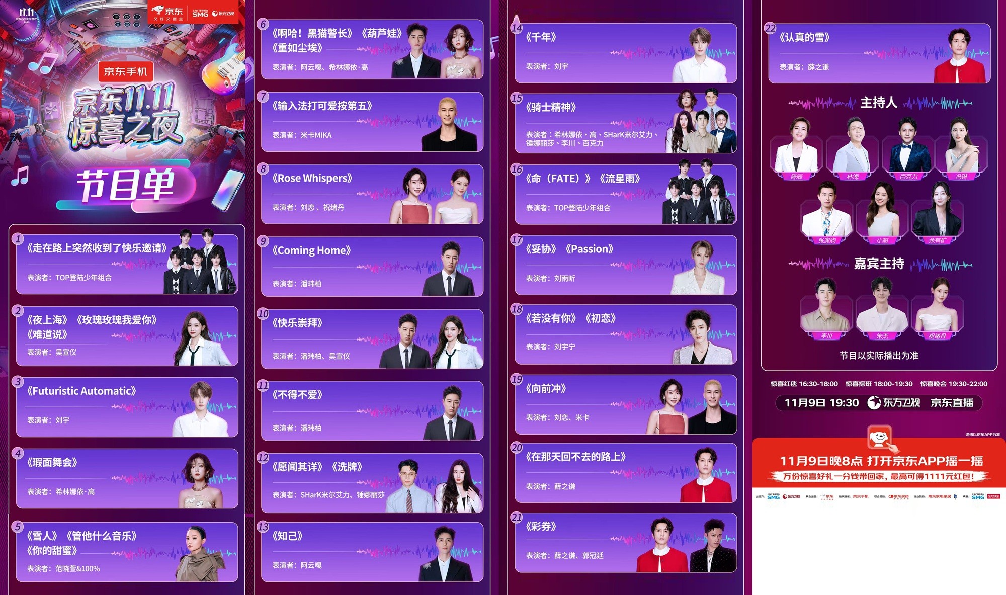 11月9日19:30，京东11.11惊喜之夜盛大开启！精彩节目、万份好礼抢先看